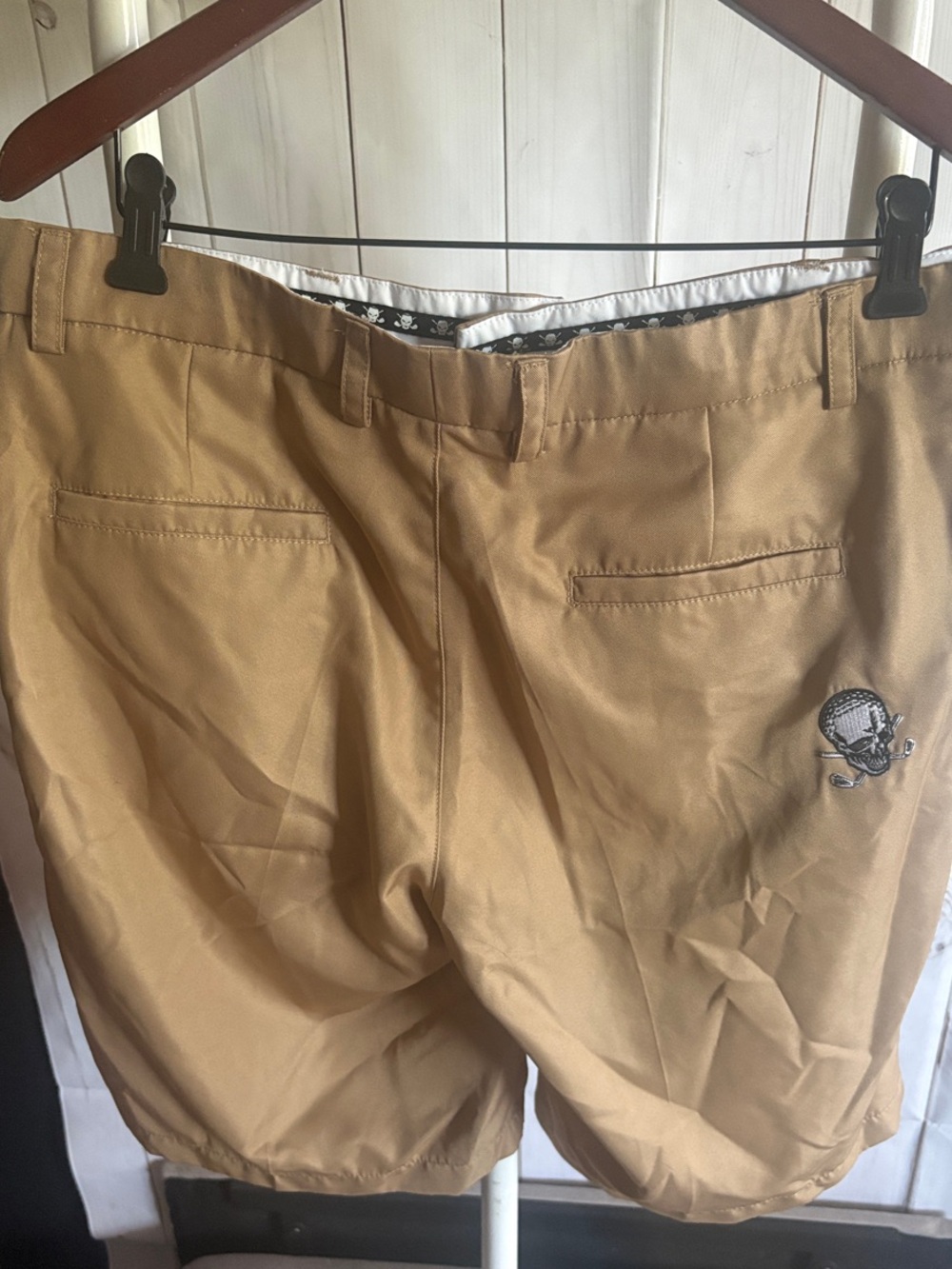 Men's Tan Flat-Front Shorts - Picture 3 of 5